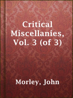 cover image of Critical Miscellanies, Vol. 3 (of 3)